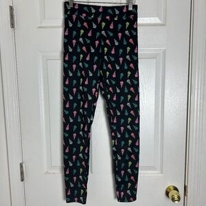 Serra Black Pink Green Holiday Christmas Tree Print Leggings Women Size S